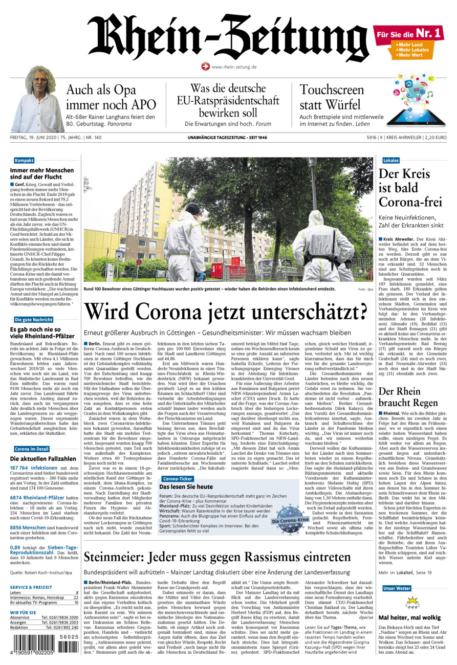 Rhein-Zeitung Kreis Ahrweiler vom Freitag, 19.06.2020