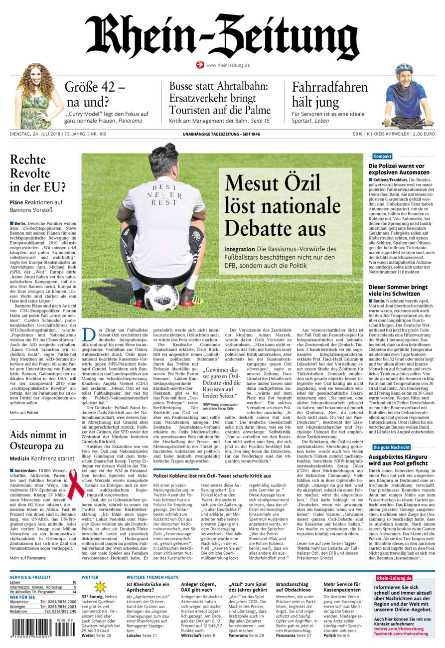 Rhein-Zeitung Kreis Ahrweiler vom Dienstag, 24.07.2018