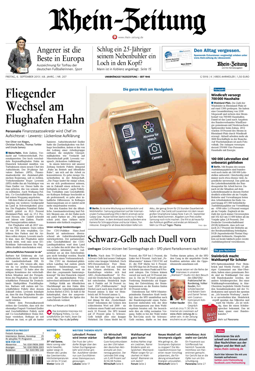 Rhein-Zeitung Kreis Ahrweiler vom Freitag, 06.09.2013