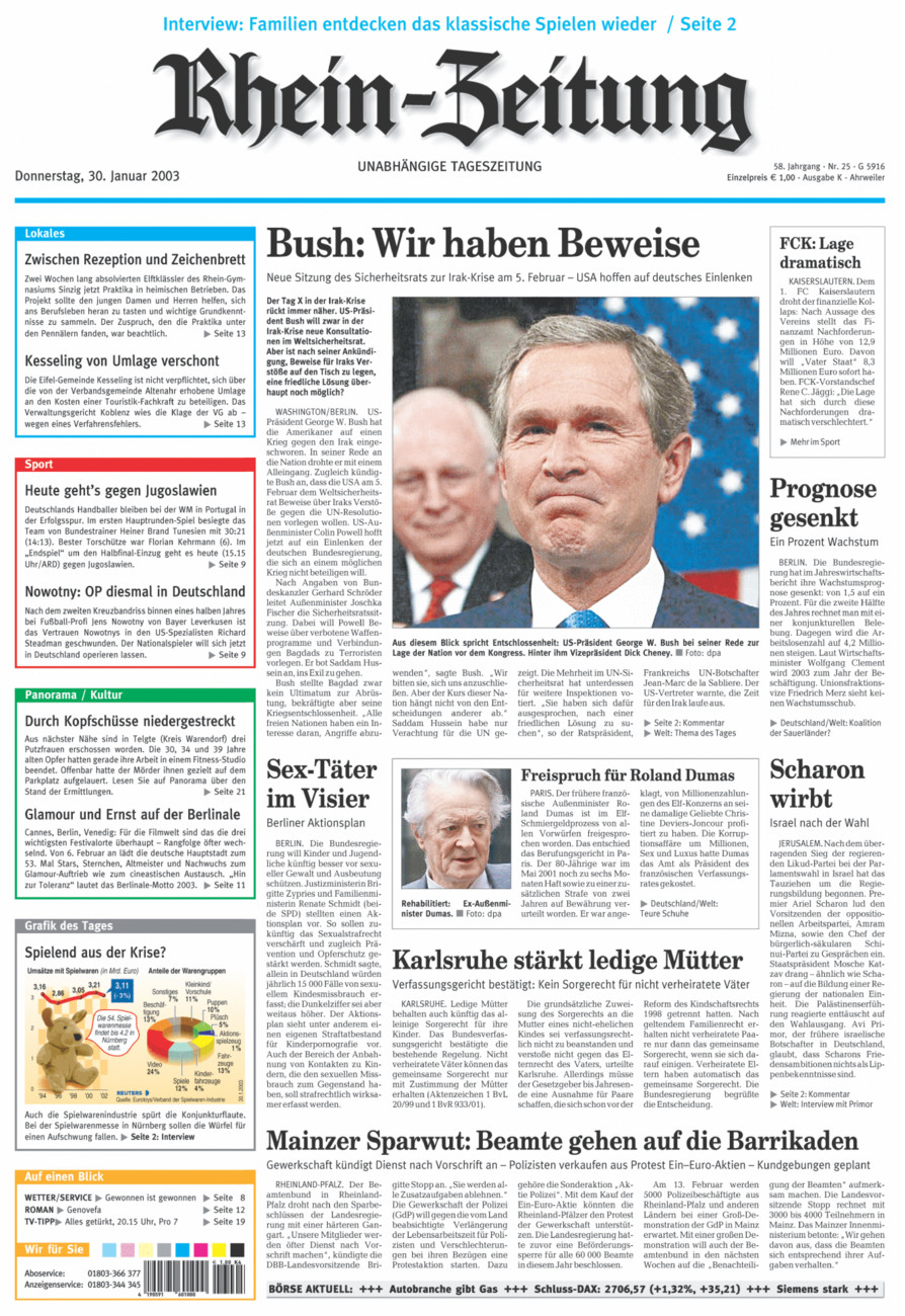 Rhein-Zeitung Kreis Ahrweiler vom Donnerstag, 30.01.2003