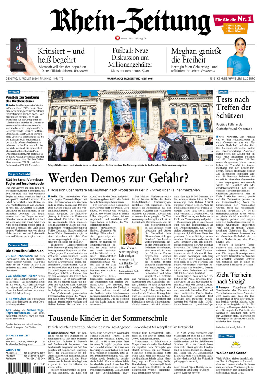 Rhein-Zeitung Kreis Ahrweiler vom Dienstag, 04.08.2020