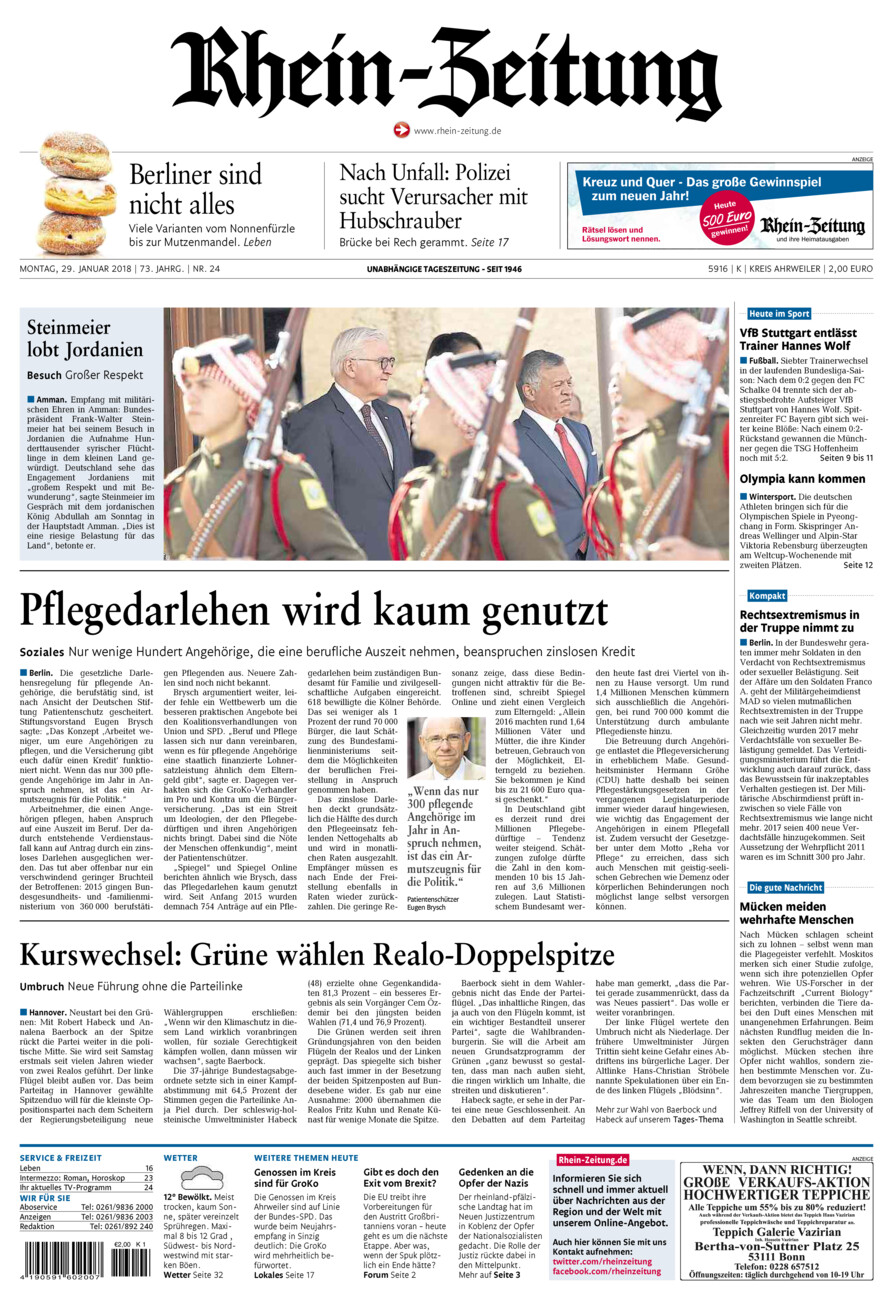 Rhein-Zeitung Kreis Ahrweiler vom Montag, 29.01.2018