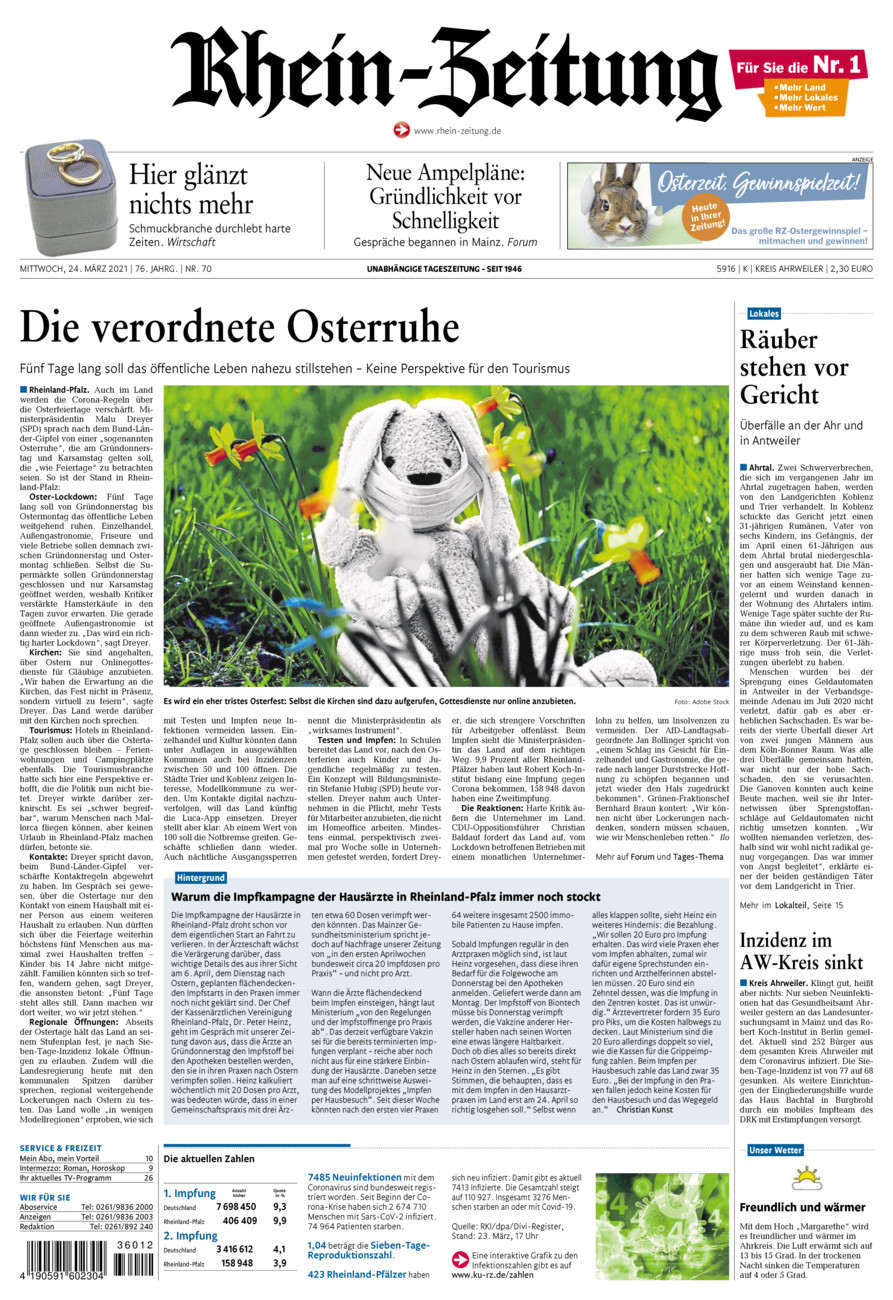 Rhein-Zeitung Kreis Ahrweiler vom Mittwoch, 24.03.2021