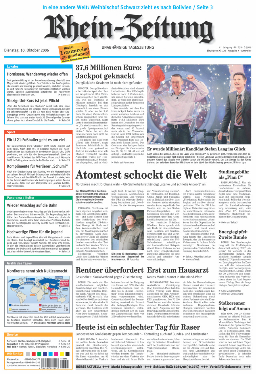 Rhein-Zeitung Kreis Ahrweiler vom Dienstag, 10.10.2006