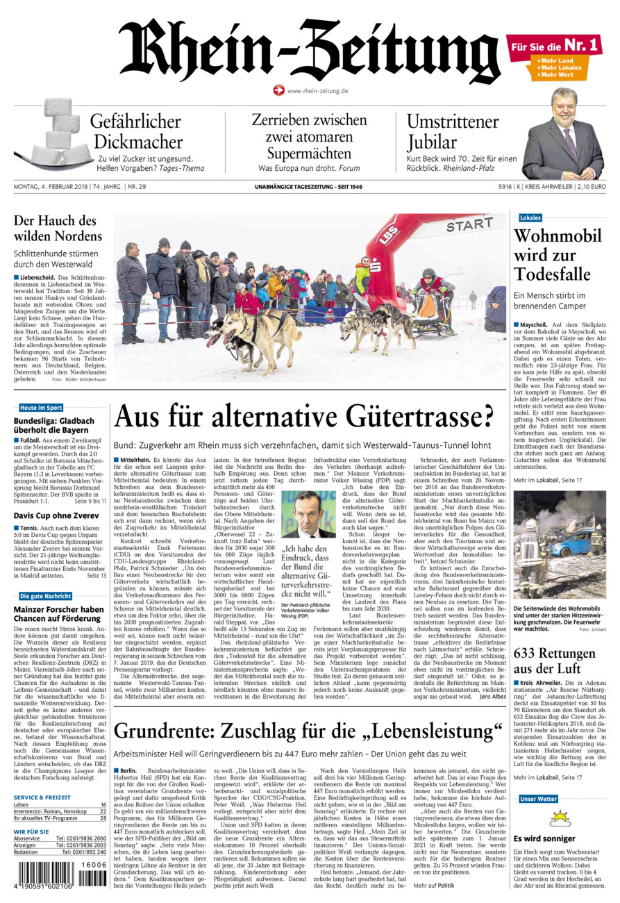 Rhein-Zeitung Kreis Ahrweiler vom Montag, 04.02.2019
