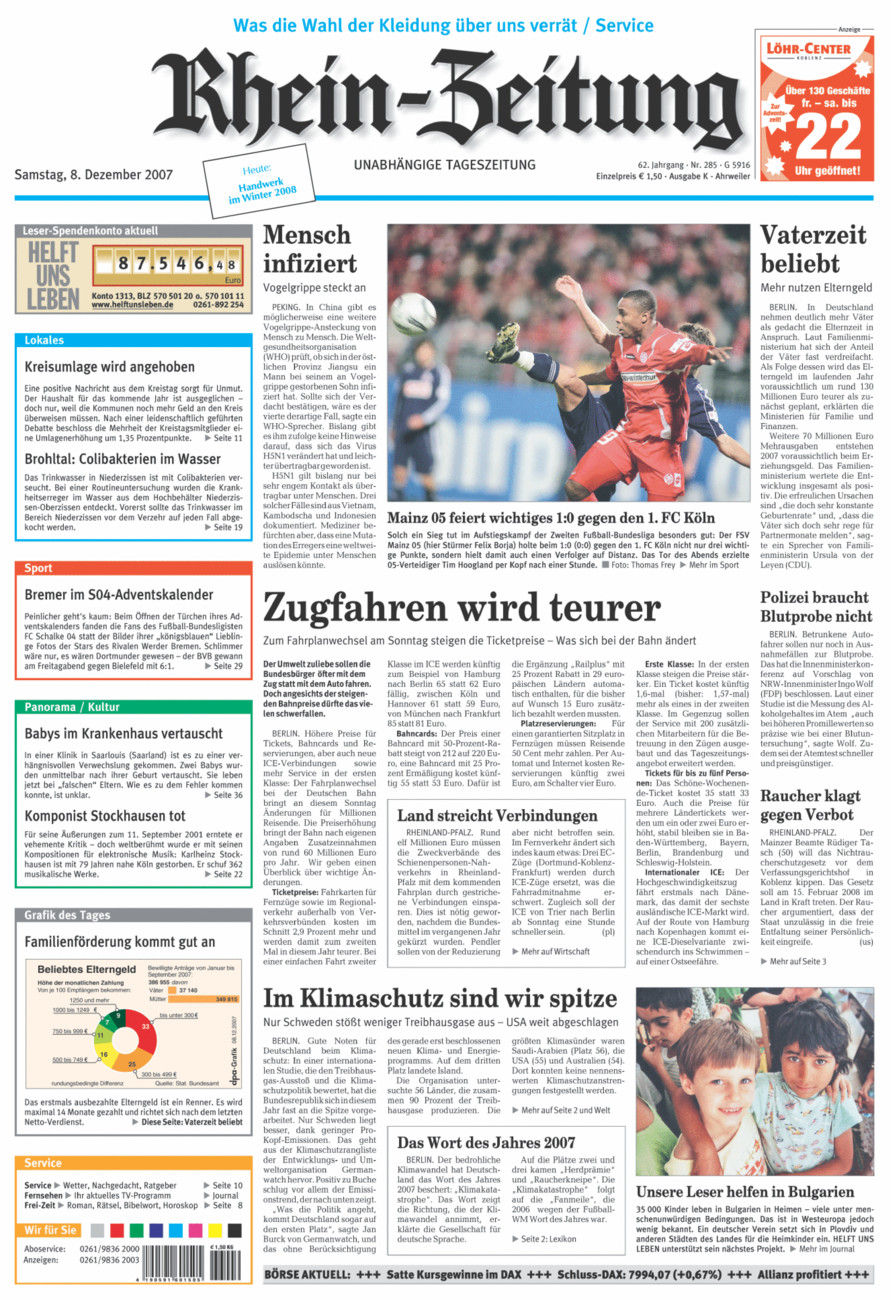 Rhein-Zeitung Kreis Ahrweiler vom Samstag, 08.12.2007