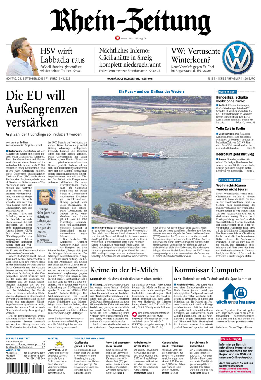 Rhein-Zeitung Kreis Ahrweiler vom Montag, 26.09.2016