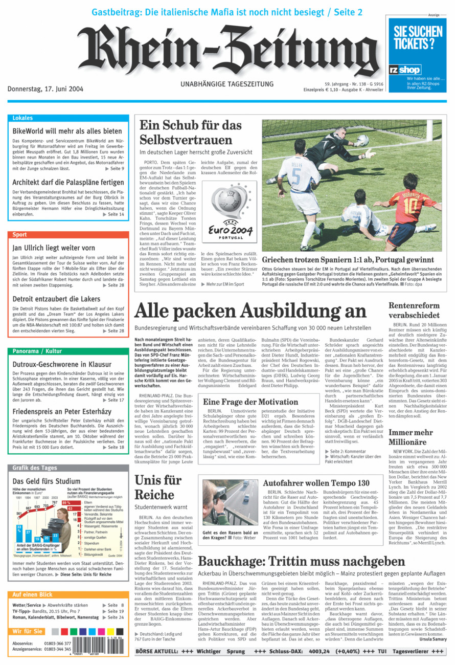 Rhein-Zeitung Kreis Ahrweiler vom Donnerstag, 17.06.2004