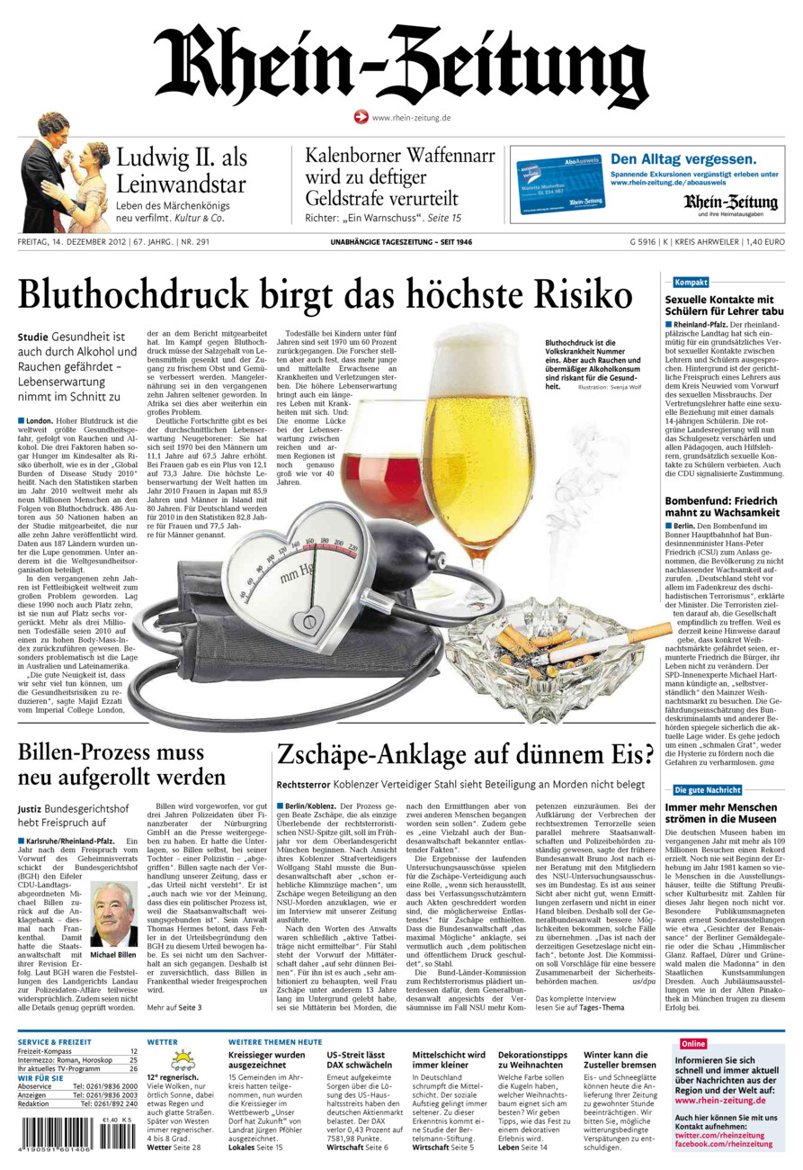 Rhein-Zeitung Kreis Ahrweiler vom Freitag, 14.12.2012
