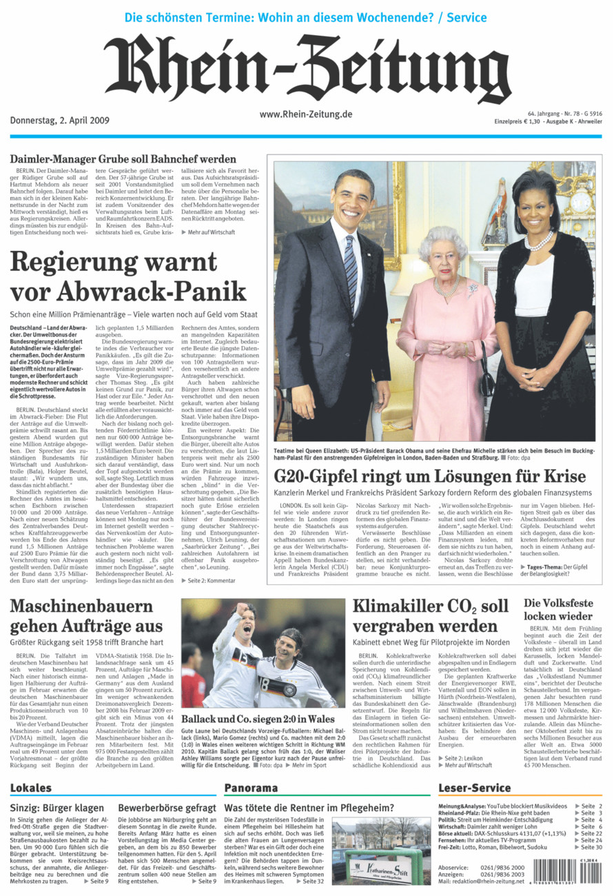 Rhein-Zeitung Kreis Ahrweiler vom Donnerstag, 02.04.2009