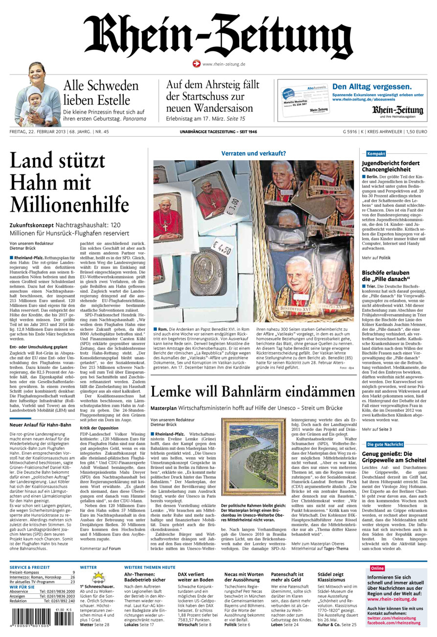 Rhein-Zeitung Kreis Ahrweiler vom Freitag, 22.02.2013