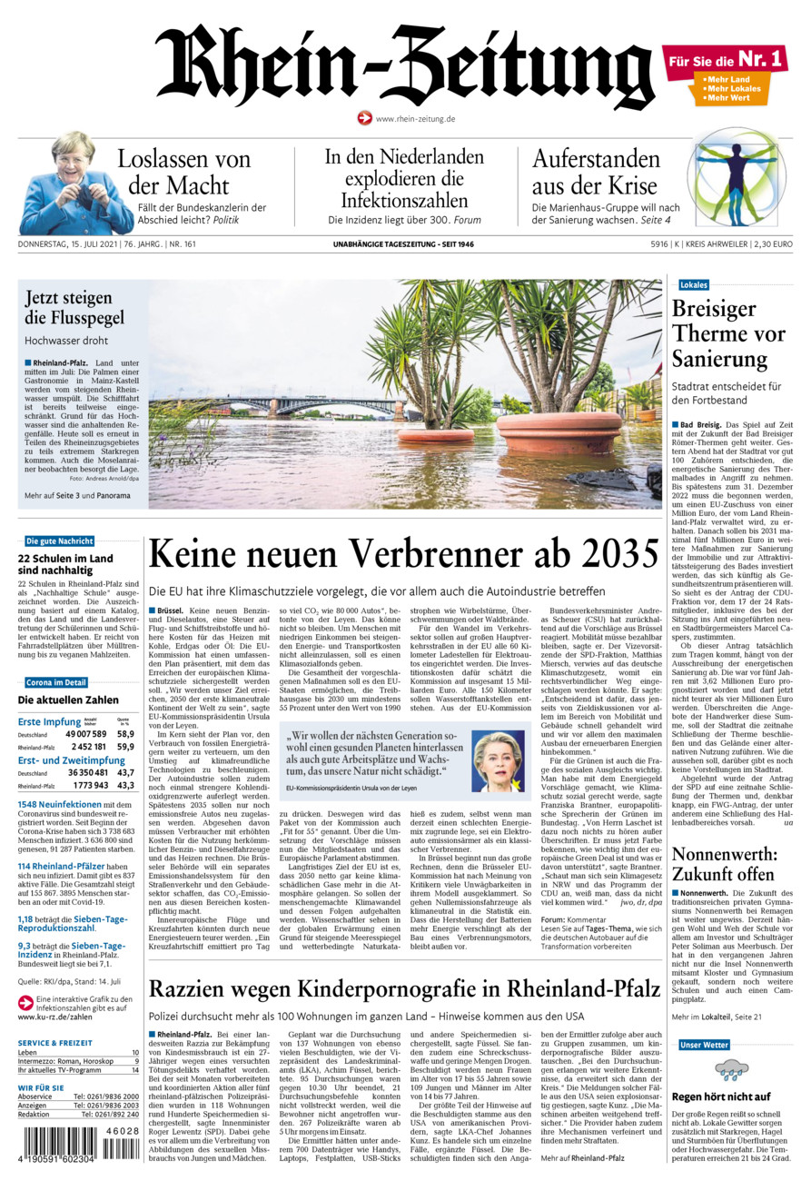 Rhein-Zeitung Kreis Ahrweiler vom Donnerstag, 15.07.2021