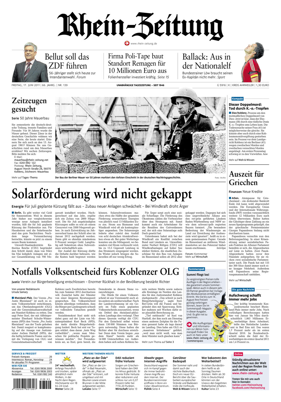 Rhein-Zeitung Kreis Ahrweiler vom Freitag, 17.06.2011