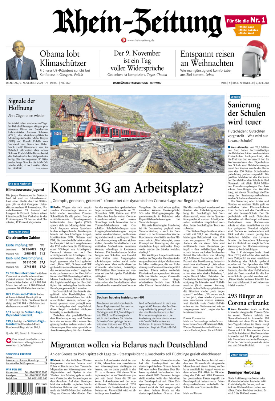 Rhein-Zeitung Kreis Ahrweiler vom Dienstag, 09.11.2021
