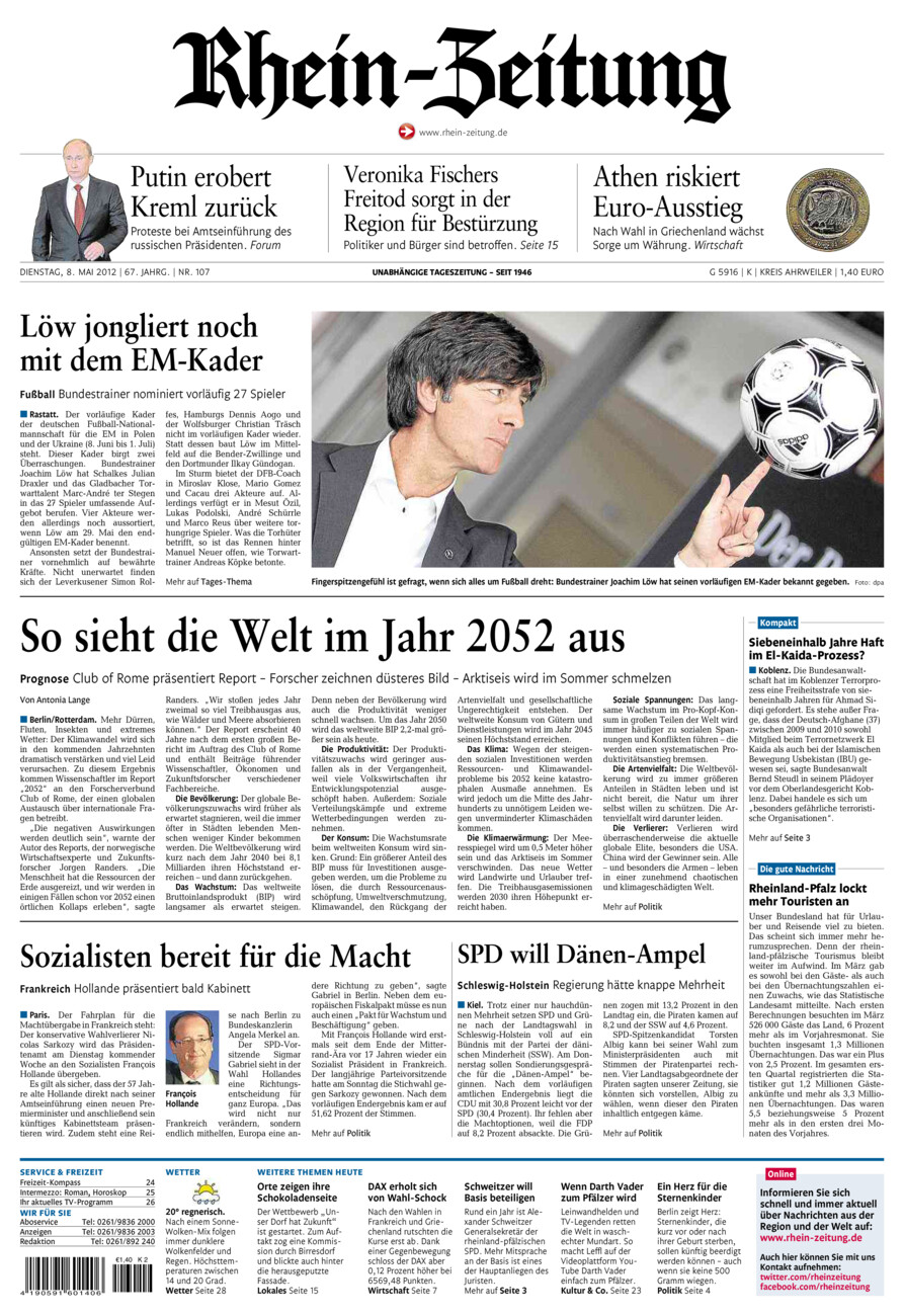 Rhein-Zeitung Kreis Ahrweiler vom Dienstag, 08.05.2012