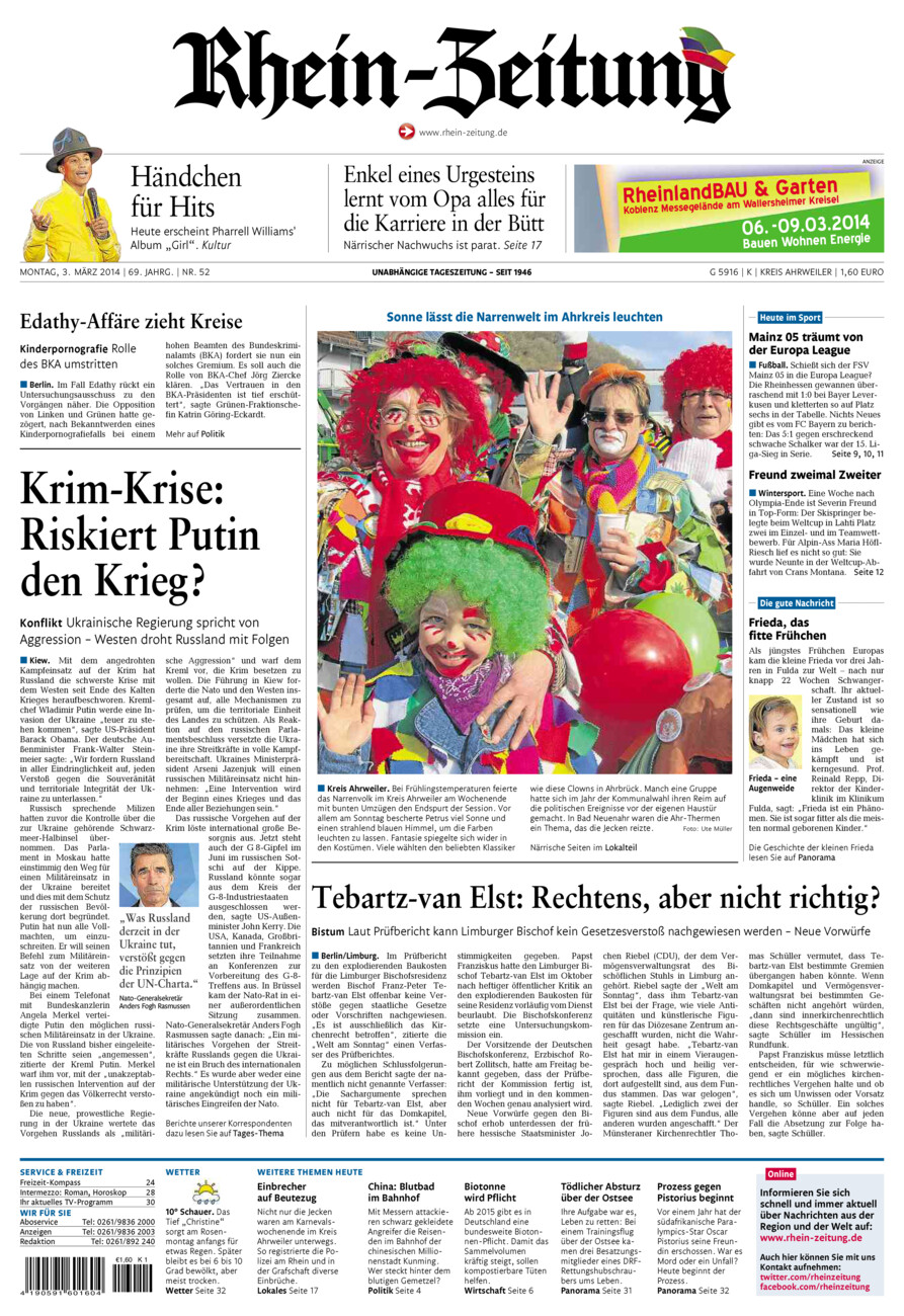 Rhein-Zeitung Kreis Ahrweiler vom Montag, 03.03.2014