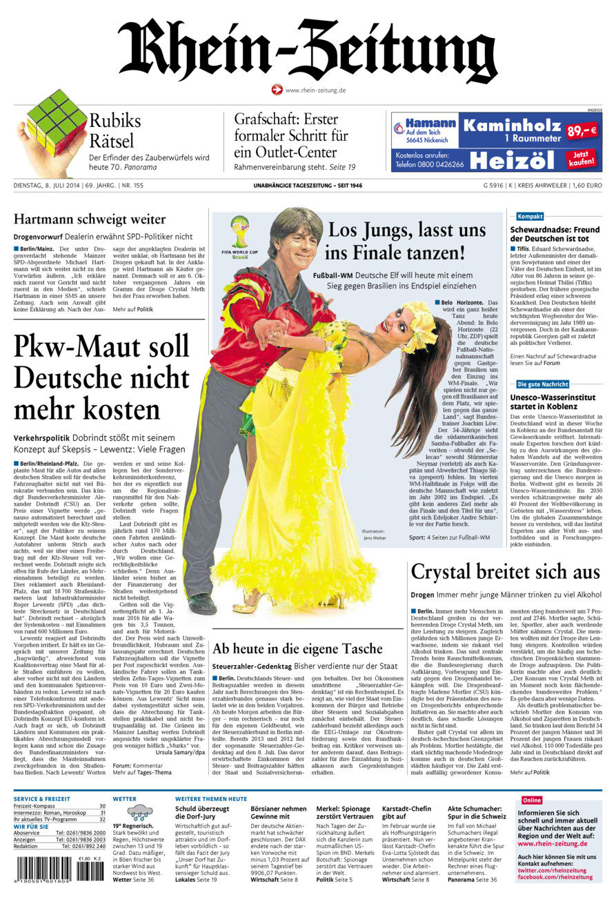 Rhein-Zeitung Kreis Ahrweiler vom Dienstag, 08.07.2014