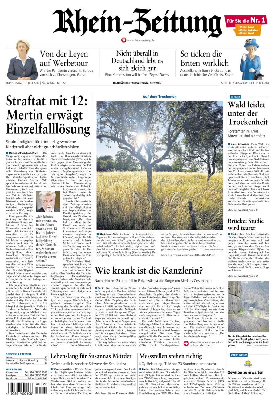 Rhein-Zeitung Kreis Ahrweiler vom Donnerstag, 11.07.2019