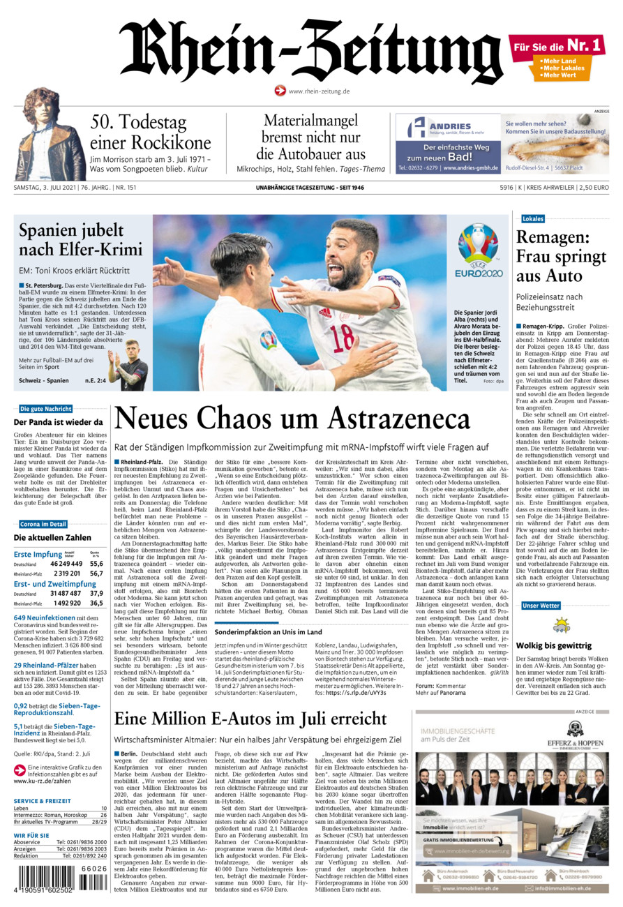 Rhein-Zeitung Kreis Ahrweiler vom Samstag, 03.07.2021