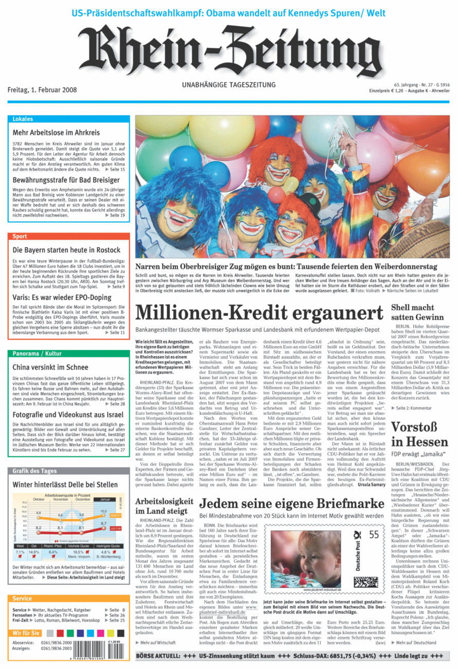 Rhein-Zeitung Kreis Ahrweiler vom Freitag, 01.02.2008