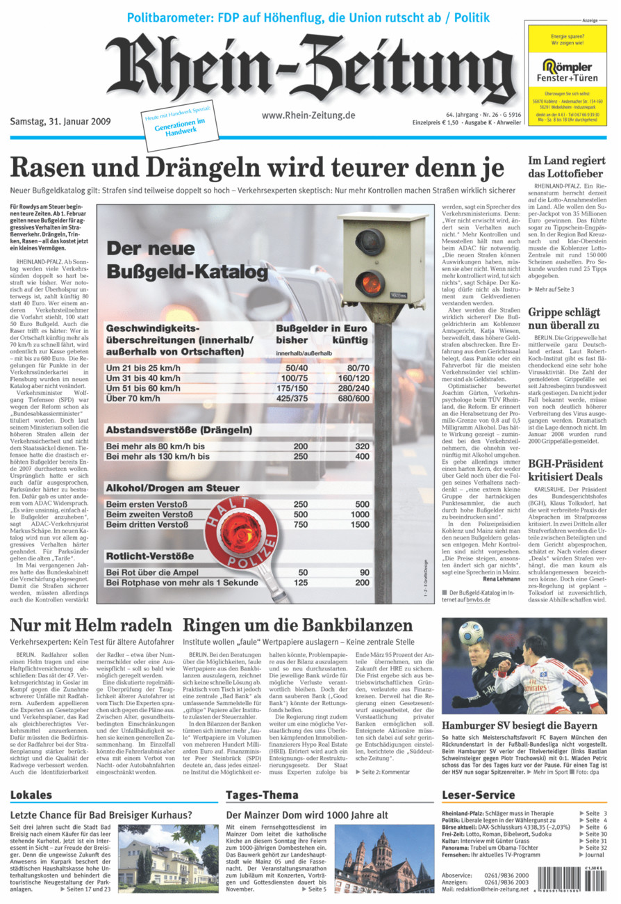 Rhein-Zeitung Kreis Ahrweiler vom Samstag, 31.01.2009