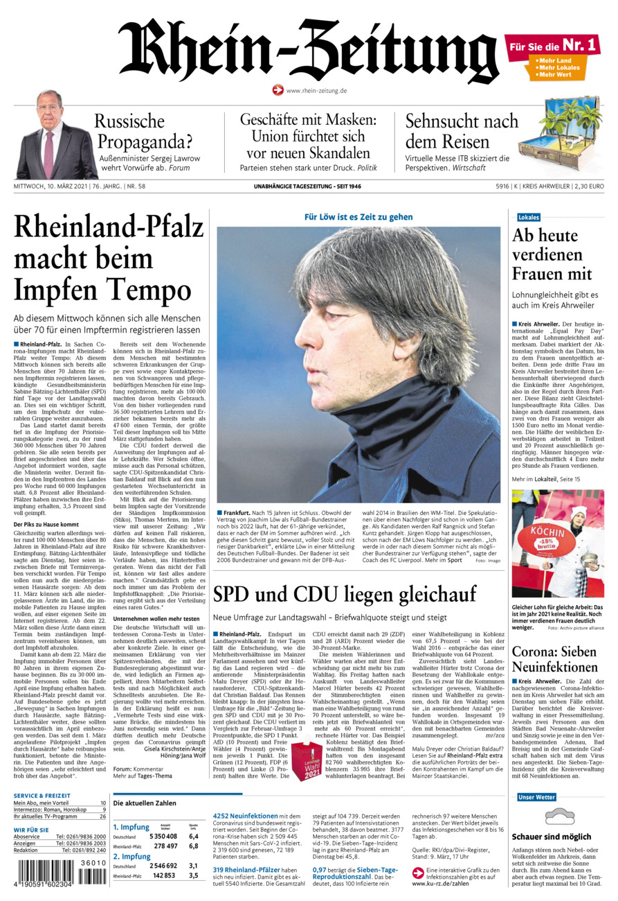 Rhein-Zeitung Kreis Ahrweiler vom Mittwoch, 10.03.2021