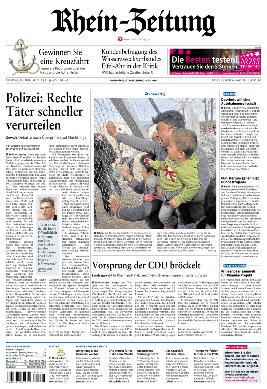 Rhein-Zeitung Kreis Ahrweiler vom Dienstag, 23.02.2016