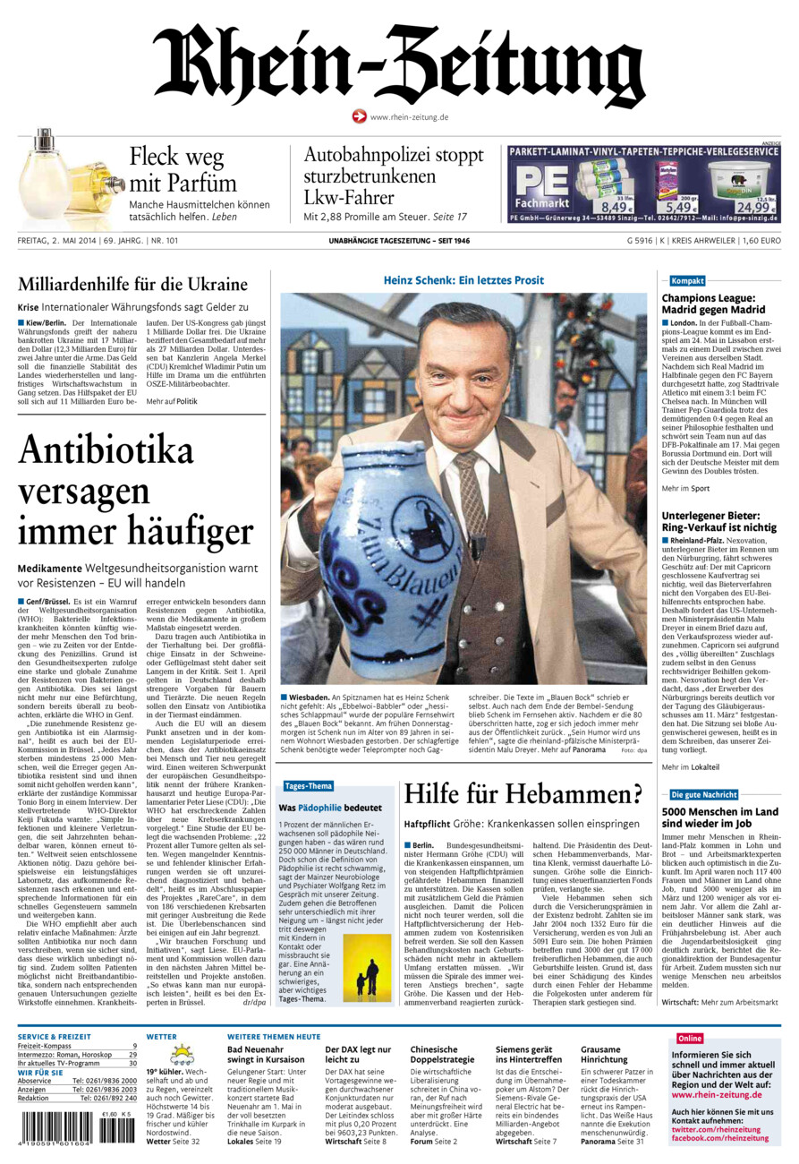Rhein-Zeitung Kreis Ahrweiler vom Freitag, 02.05.2014