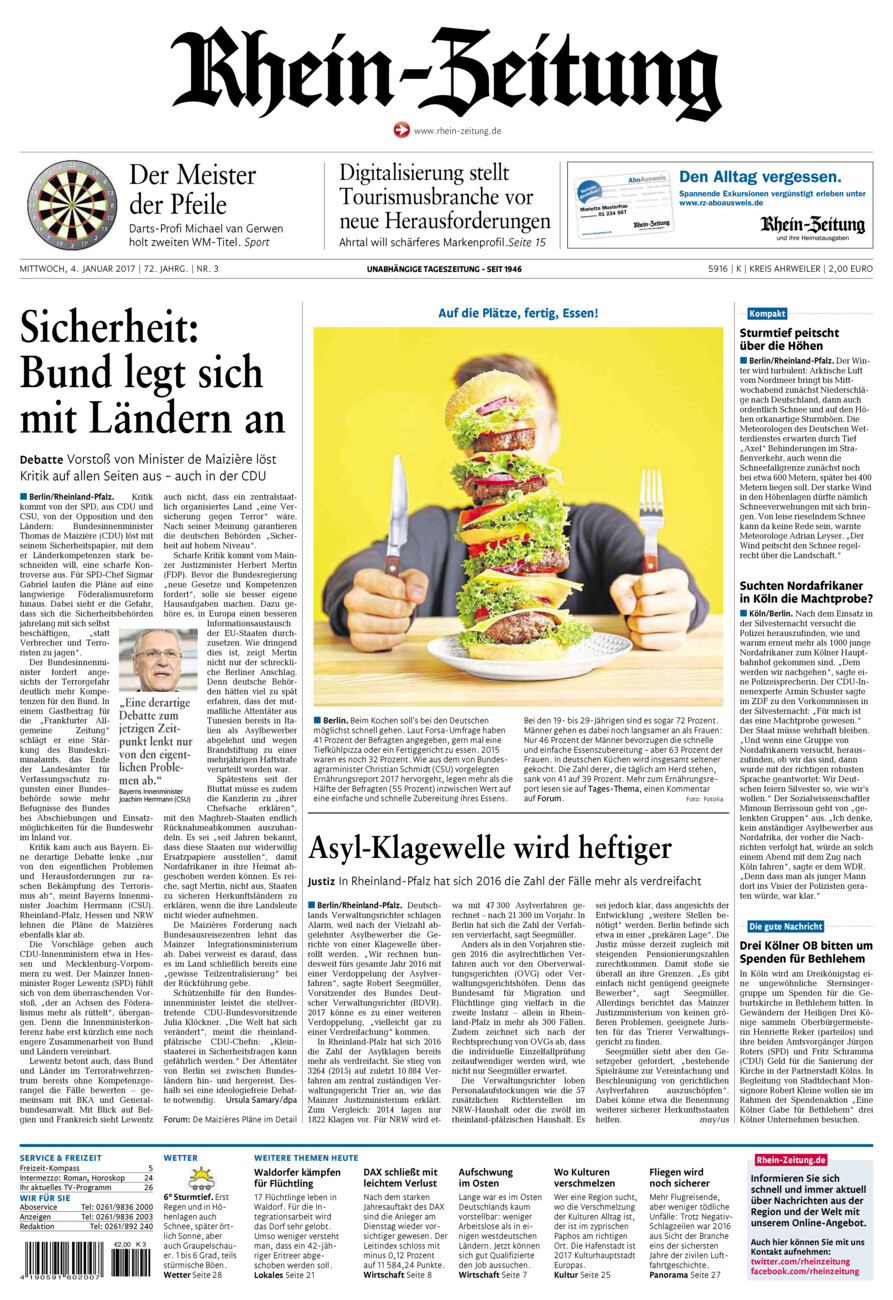 Rhein-Zeitung Kreis Ahrweiler vom Mittwoch, 04.01.2017