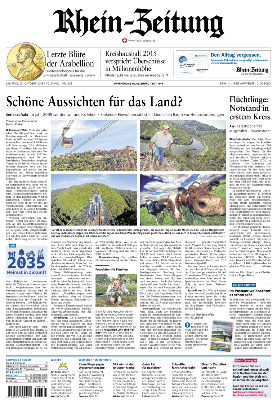 Rhein-Zeitung Kreis Ahrweiler vom Samstag, 10.10.2015