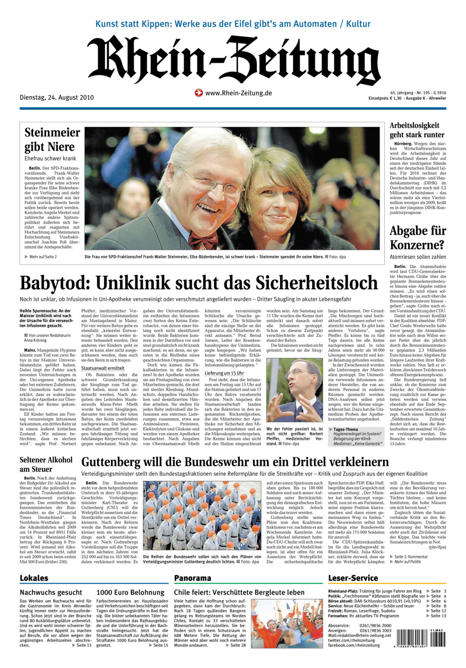 Rhein-Zeitung Kreis Ahrweiler vom Dienstag, 24.08.2010