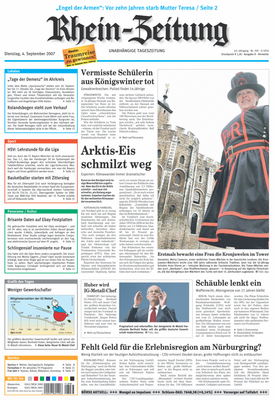 Rhein-Zeitung Kreis Ahrweiler vom Dienstag, 04.09.2007