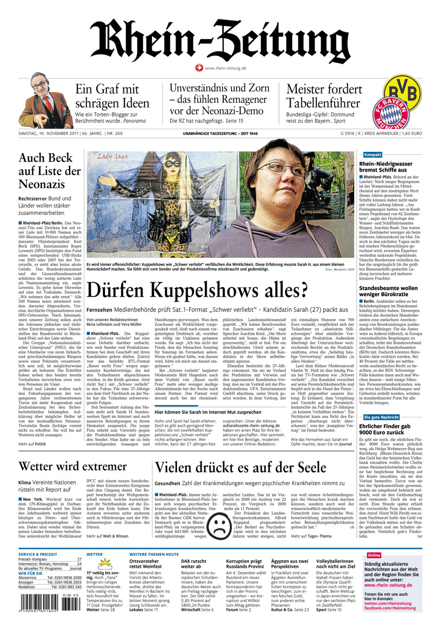 Rhein-Zeitung Kreis Ahrweiler vom Samstag, 19.11.2011