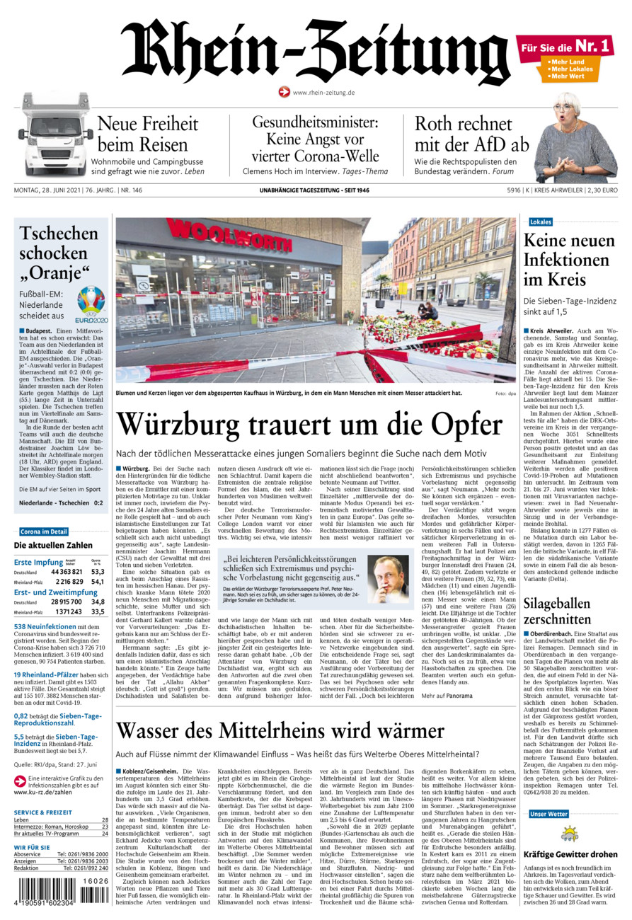 Rhein-Zeitung Kreis Ahrweiler vom Montag, 28.06.2021