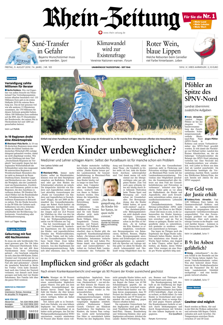 Rhein-Zeitung Kreis Ahrweiler vom Freitag, 09.08.2019
