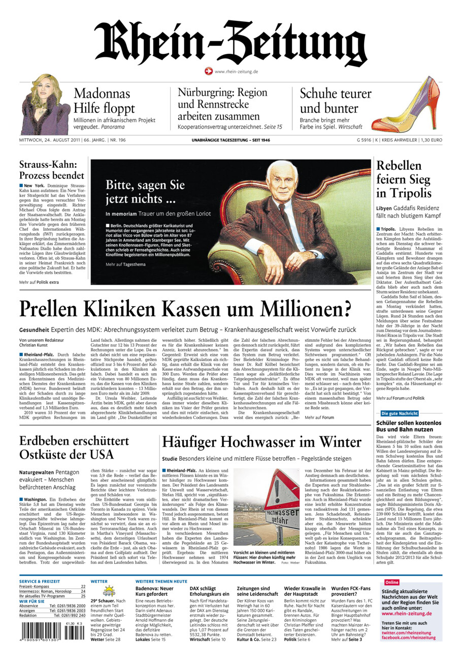 Rhein-Zeitung Kreis Ahrweiler vom Mittwoch, 24.08.2011