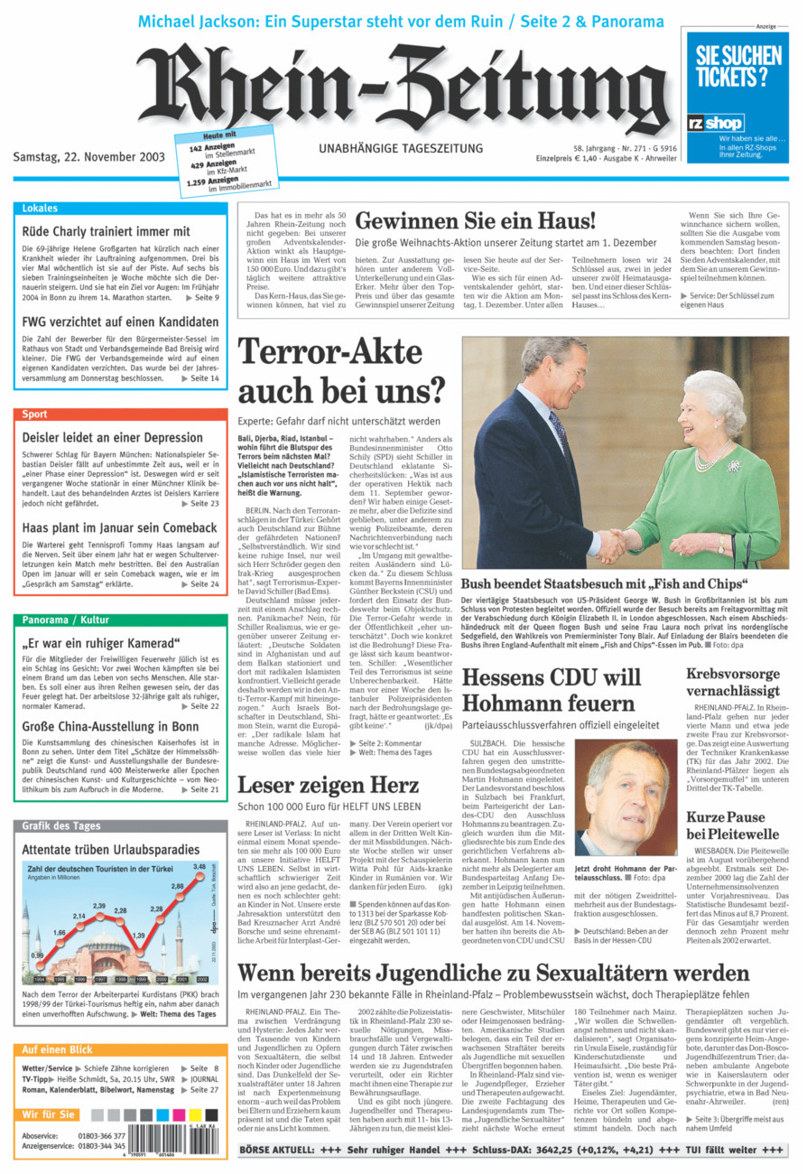 Rhein-Zeitung Kreis Ahrweiler vom Samstag, 22.11.2003