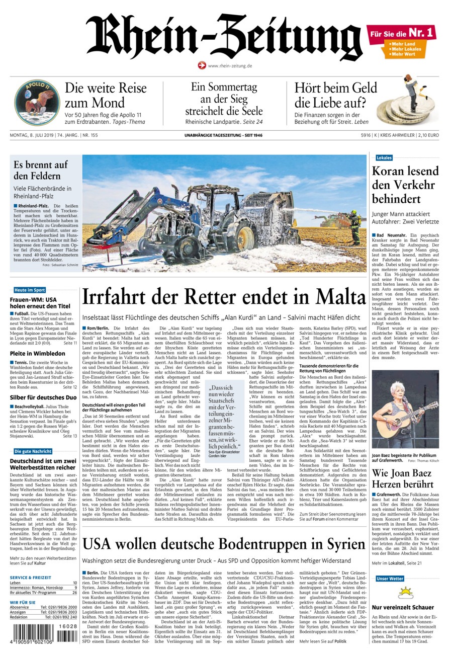 Rhein-Zeitung Kreis Ahrweiler vom Montag, 08.07.2019