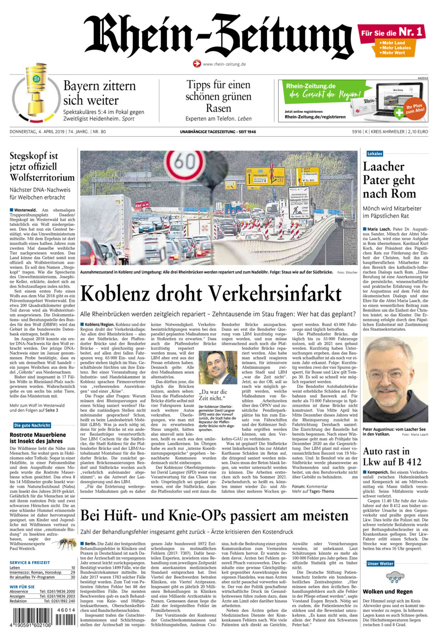 Rhein-Zeitung Kreis Ahrweiler vom Donnerstag, 04.04.2019