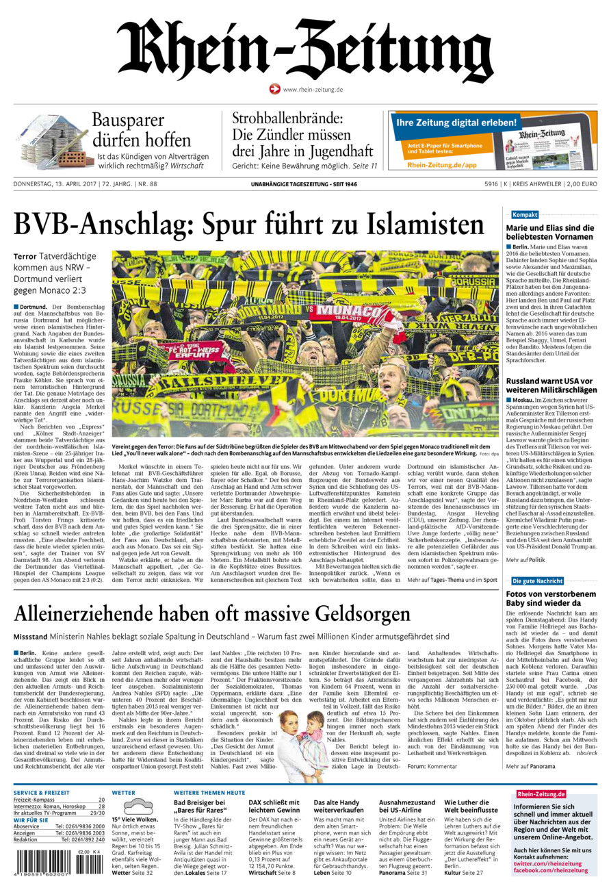 Rhein-Zeitung Kreis Ahrweiler vom Donnerstag, 13.04.2017