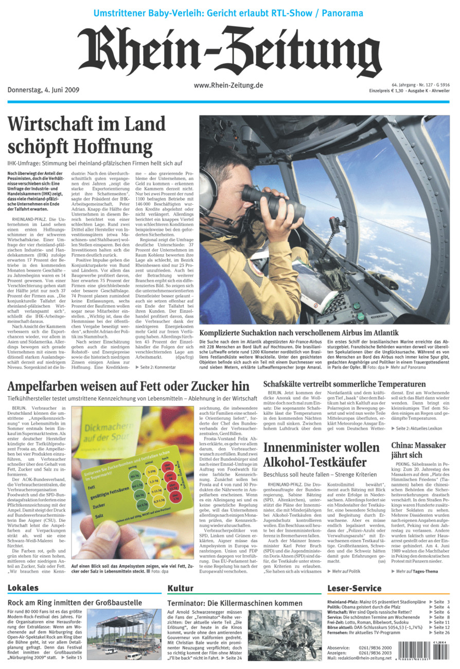 Rhein-Zeitung Kreis Ahrweiler vom Donnerstag, 04.06.2009