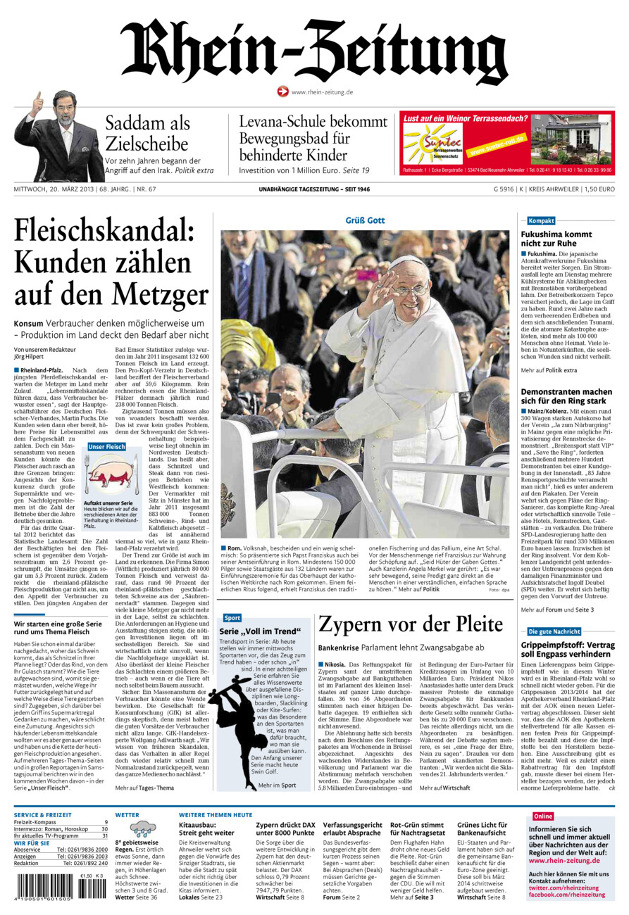 Rhein-Zeitung Kreis Ahrweiler vom Mittwoch, 20.03.2013