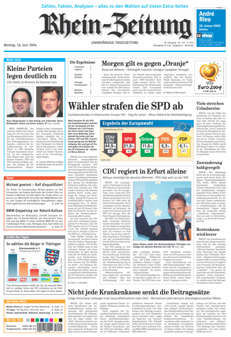 Rhein-Zeitung Kreis Ahrweiler vom Montag, 14.06.2004