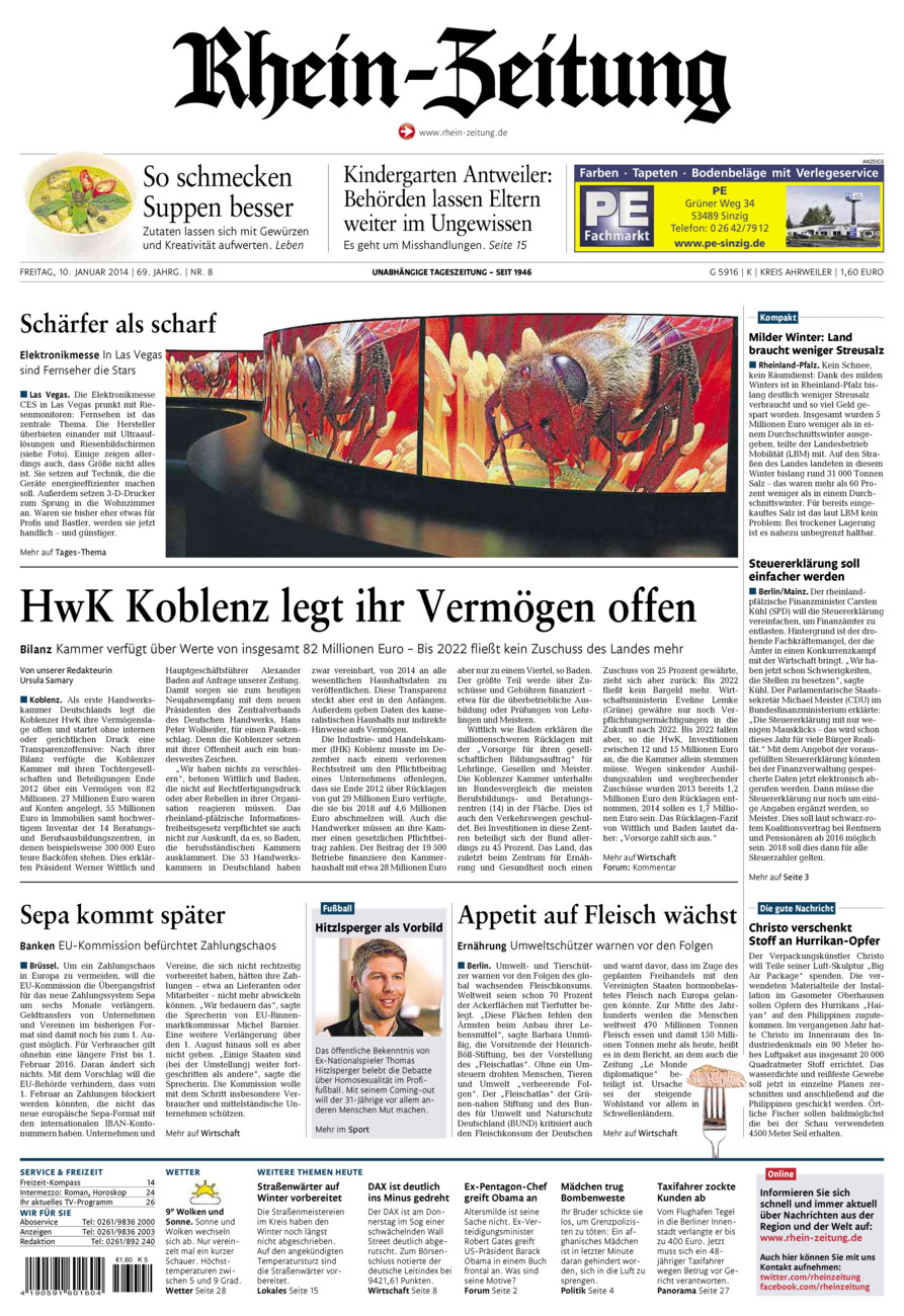 Rhein-Zeitung Kreis Ahrweiler vom Freitag, 10.01.2014