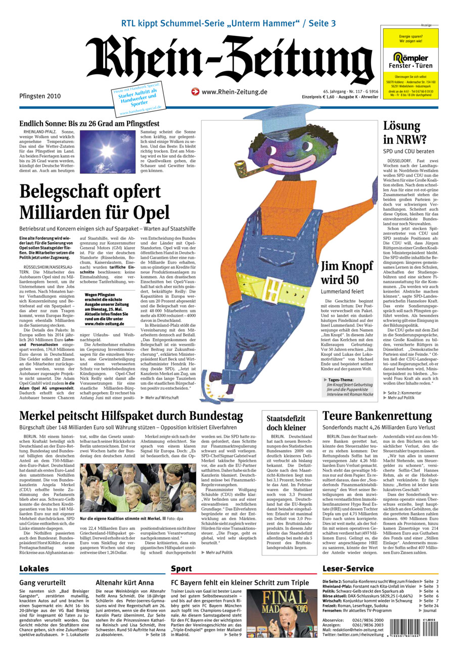 Rhein-Zeitung Kreis Ahrweiler vom Samstag, 22.05.2010