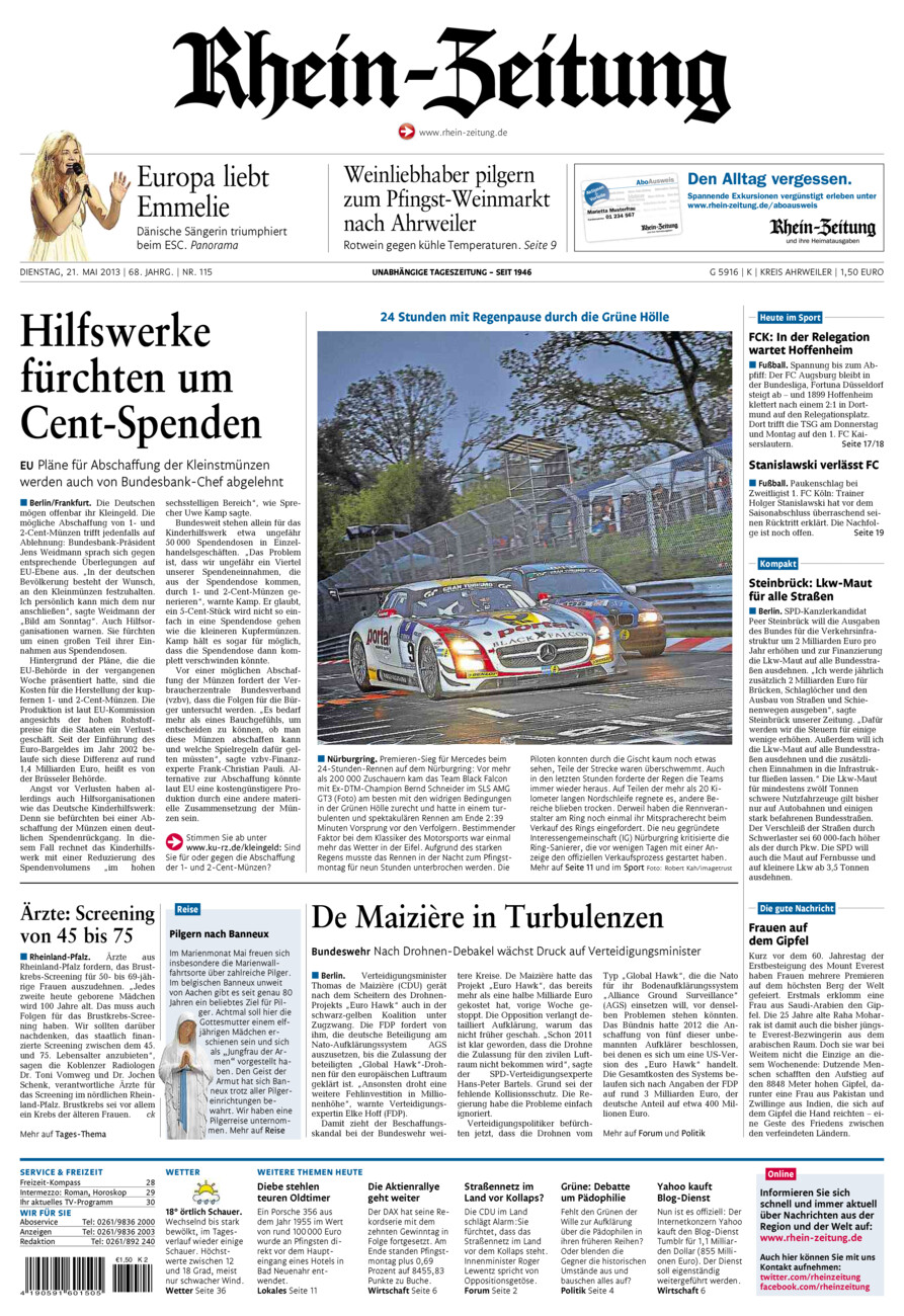 Rhein-Zeitung Kreis Ahrweiler vom Dienstag, 21.05.2013