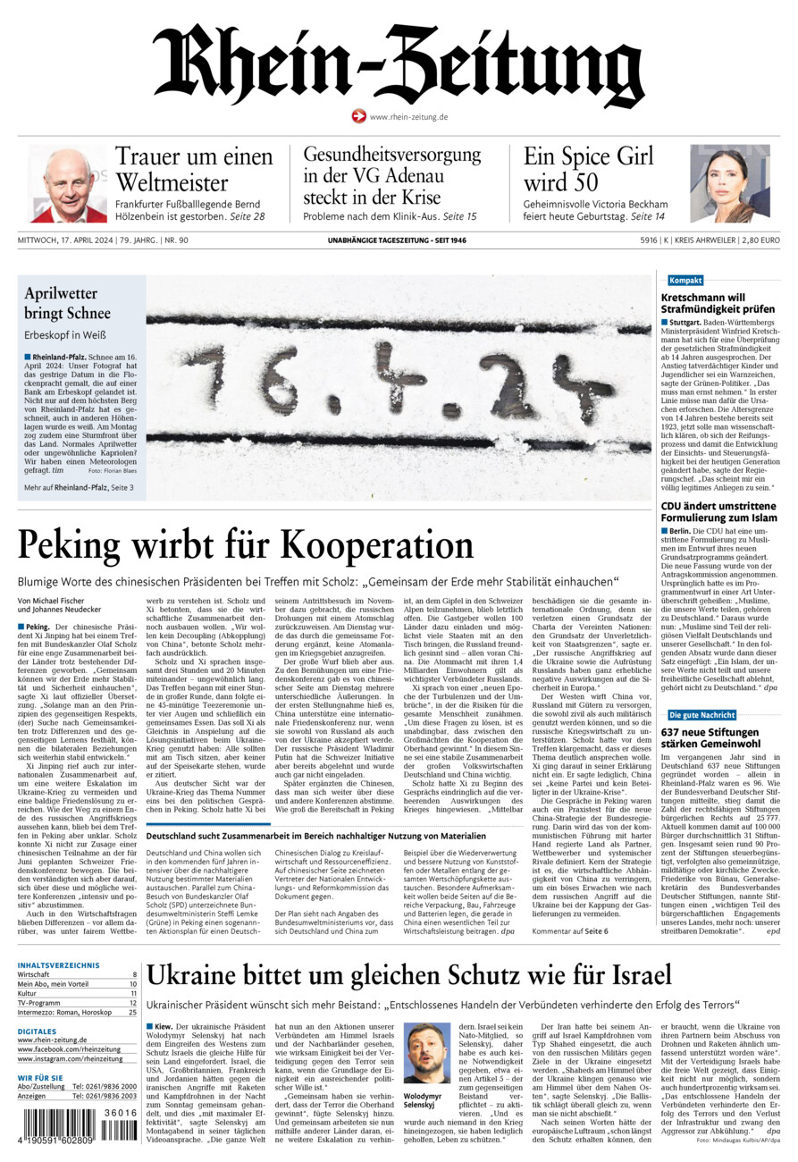 Rhein-Zeitung Kreis Ahrweiler vom Mittwoch, 17.04.2024