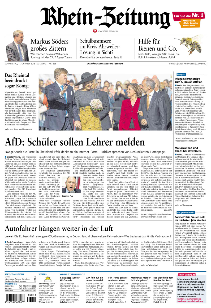 Rhein-Zeitung Kreis Ahrweiler vom Donnerstag, 11.10.2018