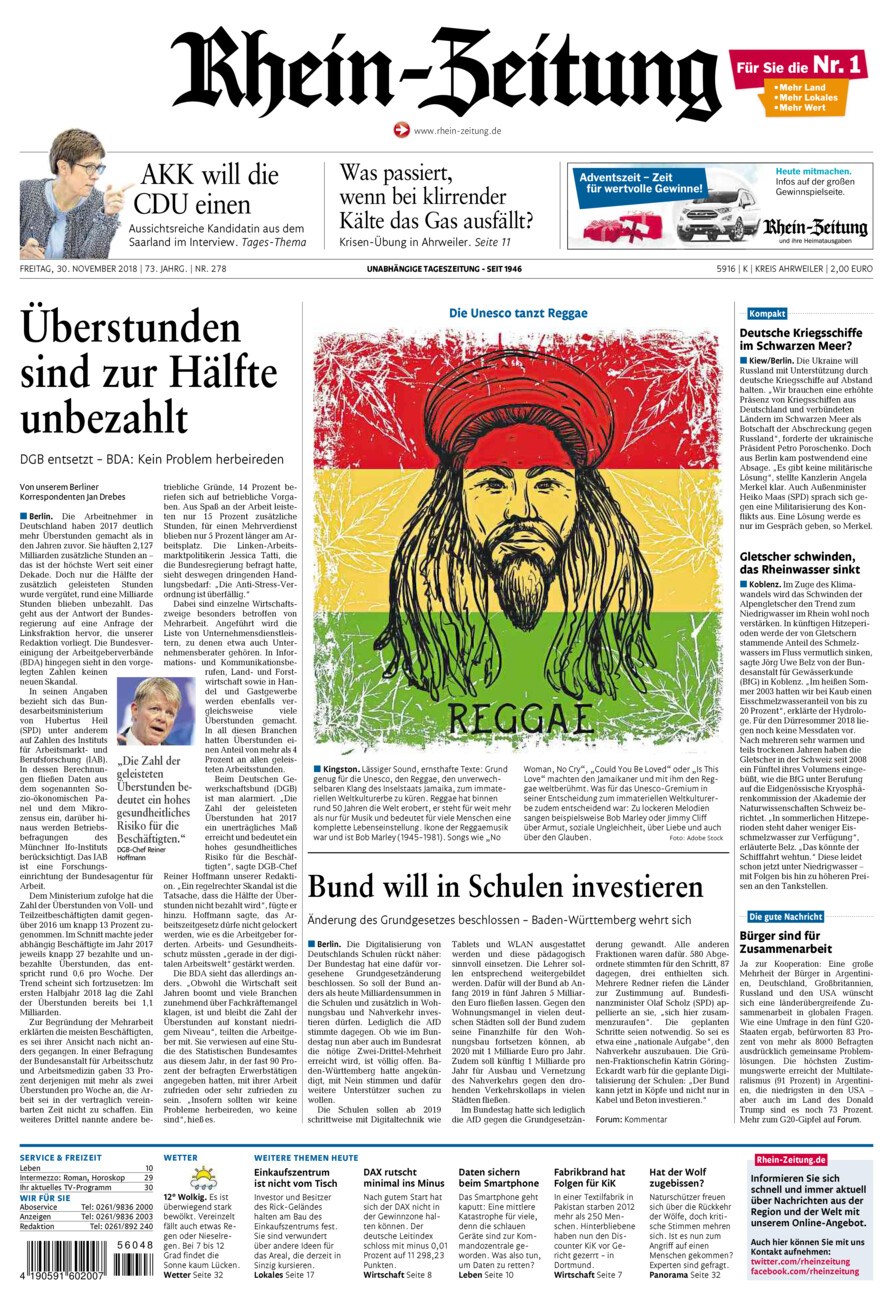 Rhein-Zeitung Kreis Ahrweiler vom Freitag, 30.11.2018