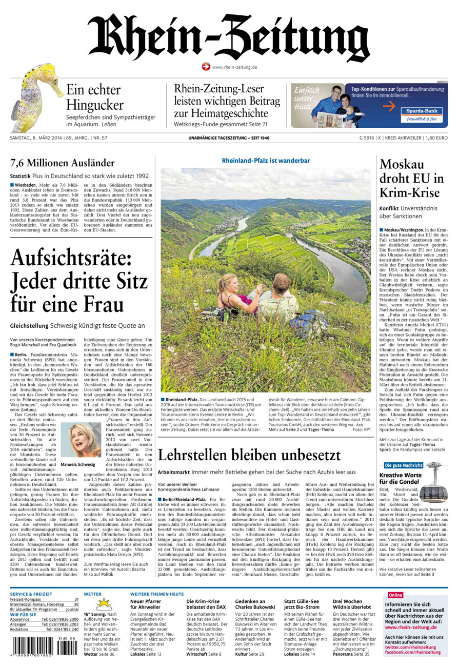 Rhein-Zeitung Kreis Ahrweiler vom Samstag, 08.03.2014